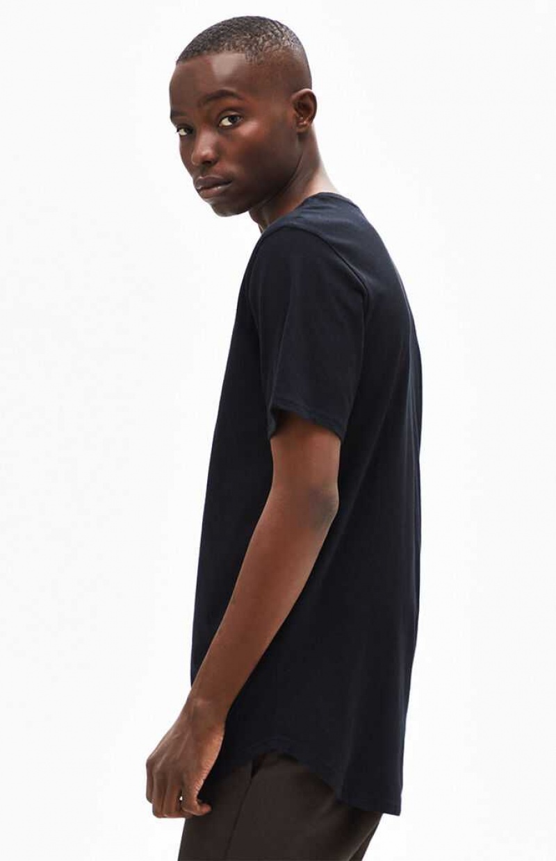 T-shirt PacSun PS Basics Willem Scallop Homme Noir | 823456BQS