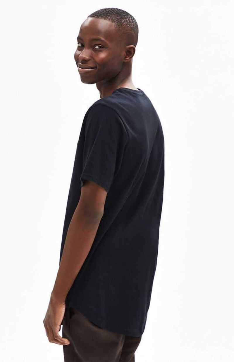 T-shirt PacSun PS Basics Willem Scallop Homme Noir | 823456BQS