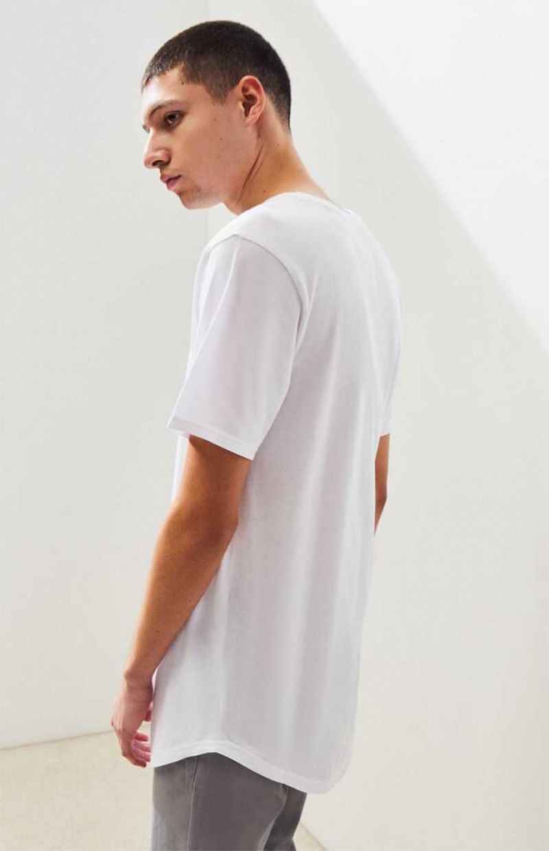 T-shirt PacSun PS Basics Willem Scallop Homme Blanche | 236589NHD