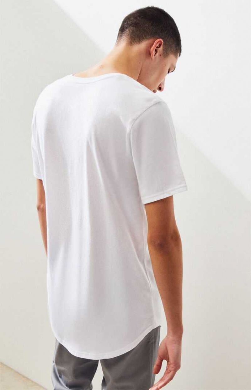 T-shirt PacSun PS Basics Willem Scallop Homme Blanche | 236589NHD