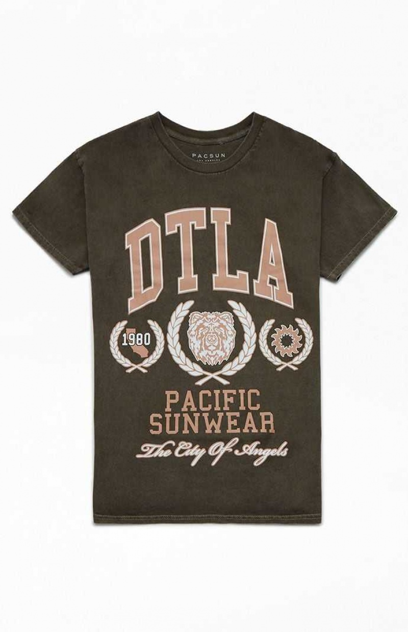 T-shirt PacSun Pacific Sunwear DTLA Homme Marron | 069871OTJ