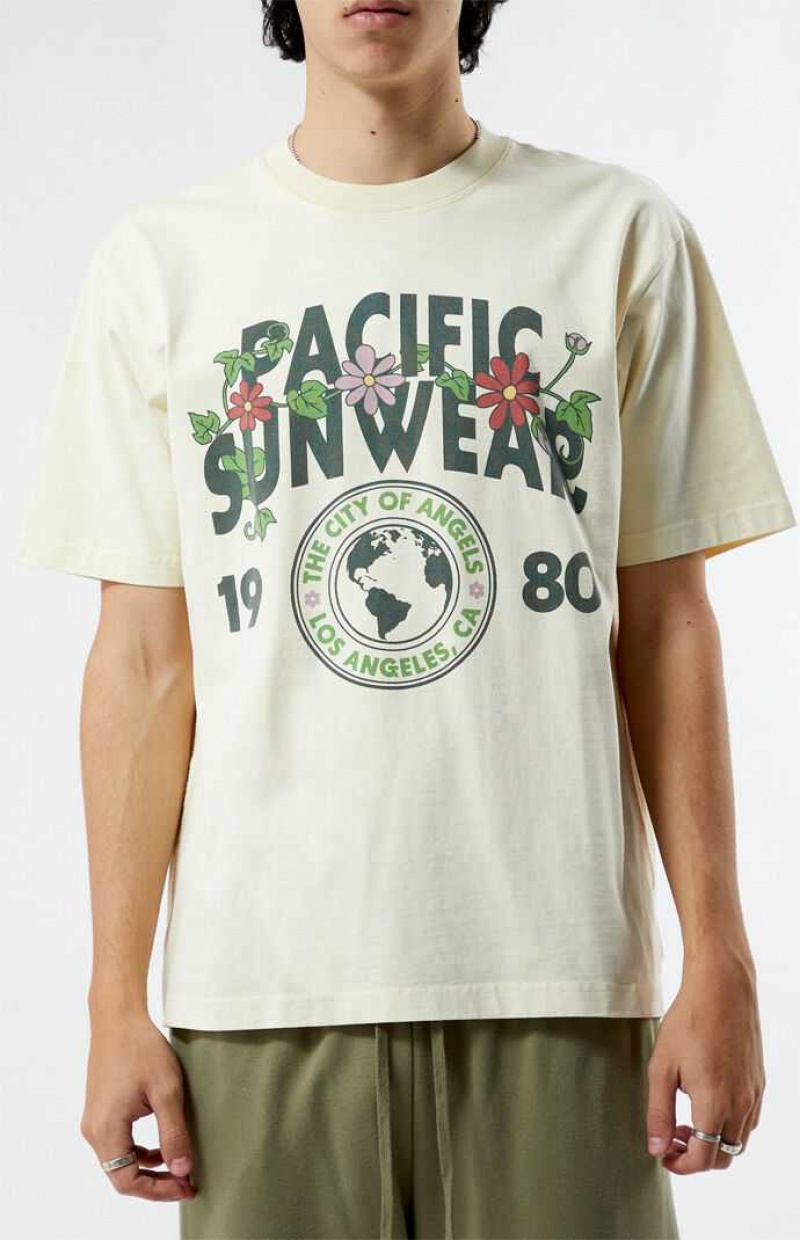 T-shirt PacSun Pacific Sunwear Floral Crest Homme Marron | 043962TQU