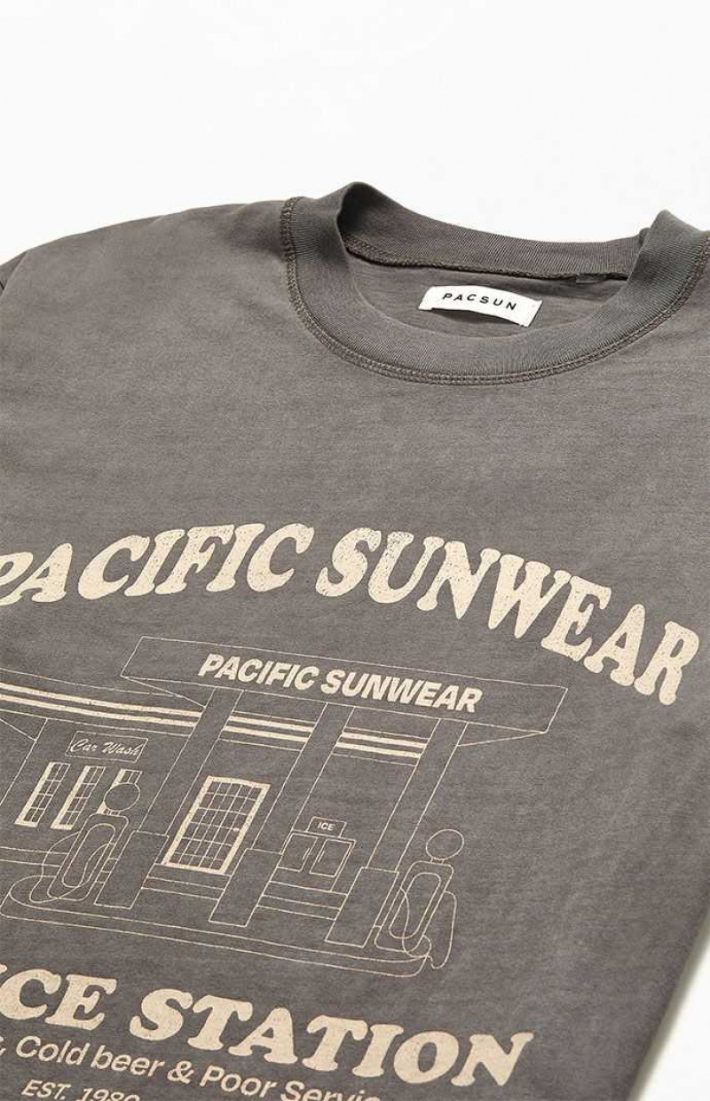 T-shirt PacSun Pacific Sunwear Service Station Homme Grise | 845129IMU