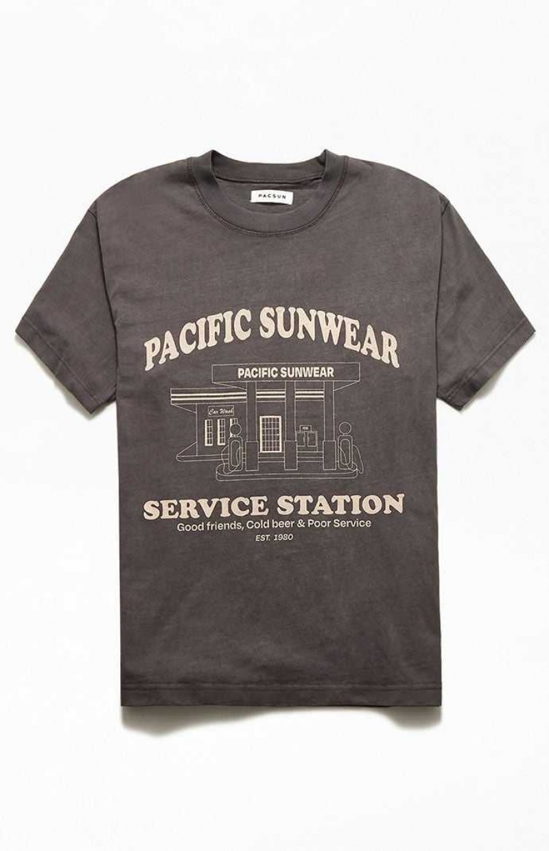 T-shirt PacSun Pacific Sunwear Service Station Homme Grise | 845129IMU