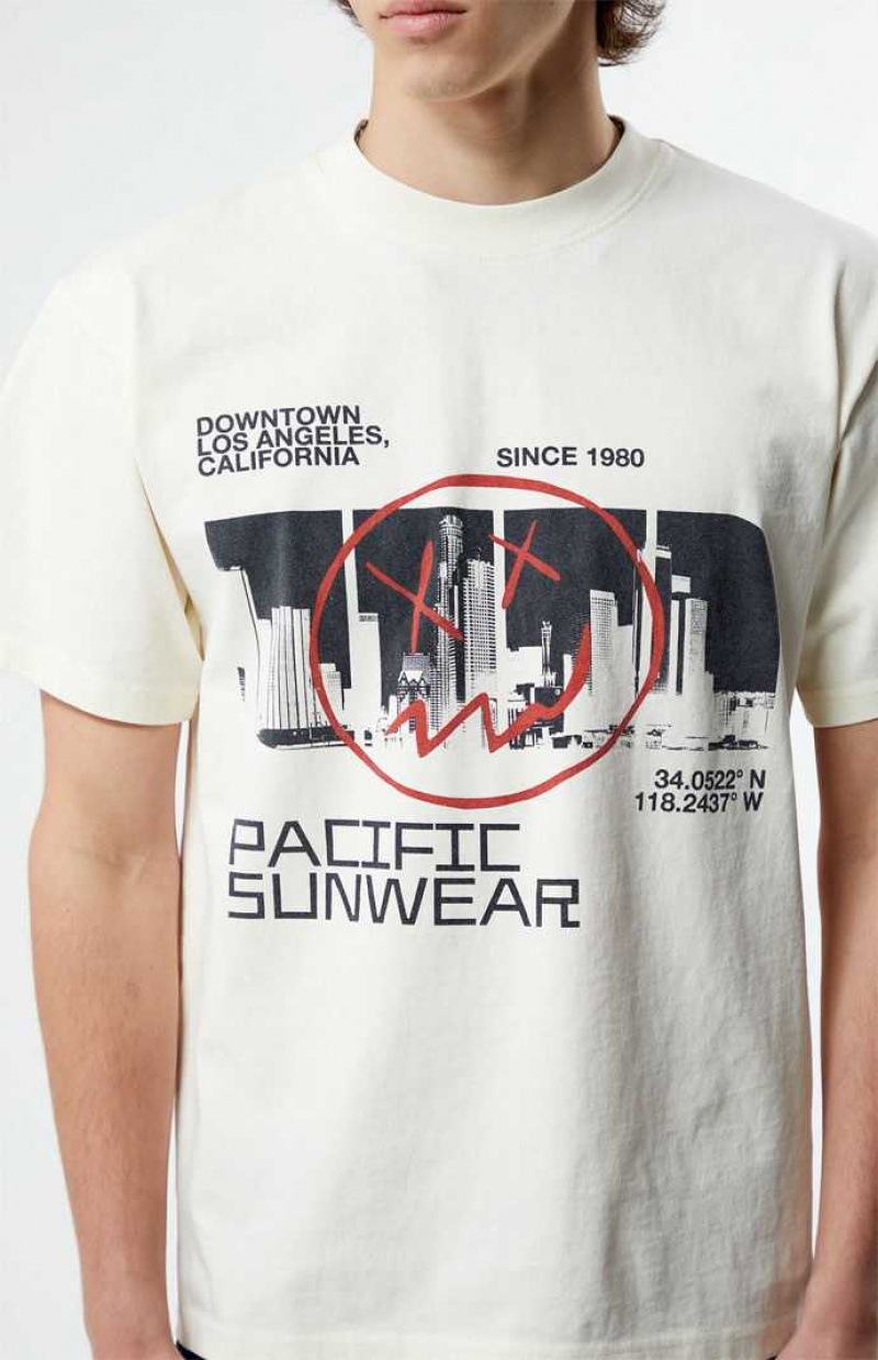 T-shirt PacSun Pacific Sunwear Smile City Homme Blanche | 340256BTH