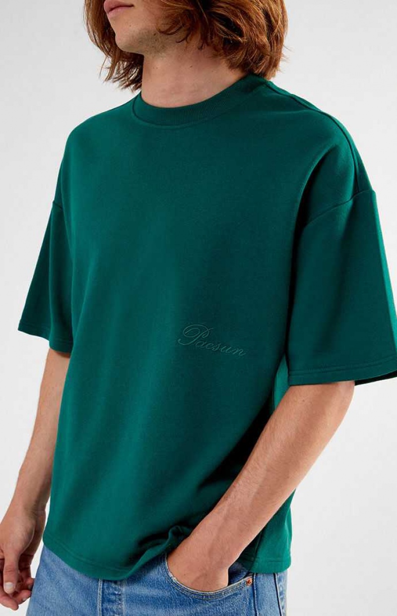 T-shirt PacSun Pine Dive Fleece Homme Vert Foncé | 257198QBC