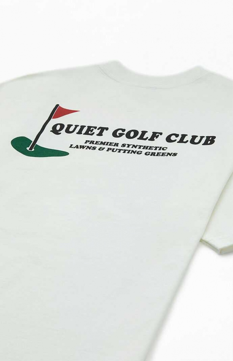 T-shirt PacSun QUIET GOLF Premier Greens Homme Blanche | 439167MGQ