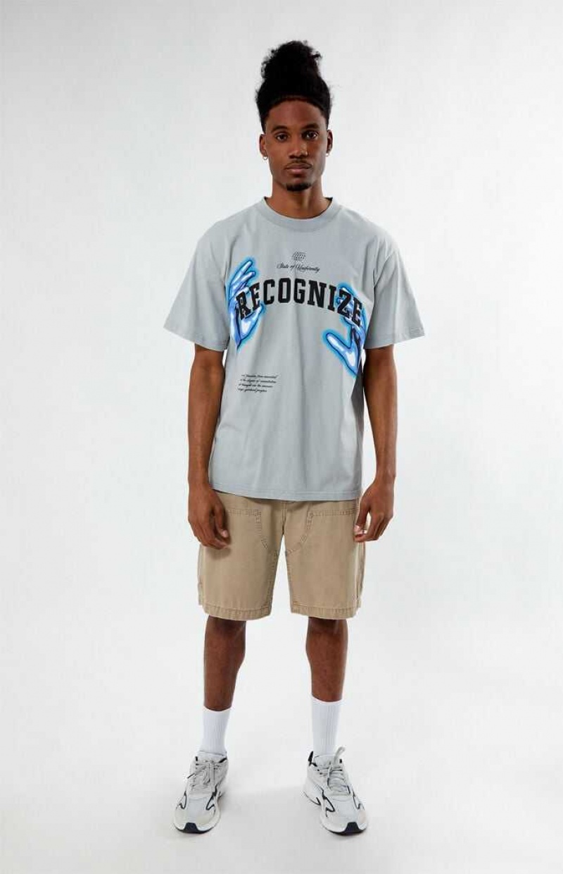 T-shirt PacSun Recognize Oversized Homme Grise | 421385NMA