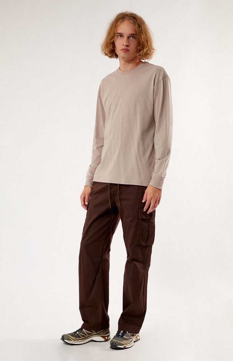 T-shirt PacSun Reece Basic Long Sleeve Homme Grise | 831469GPT