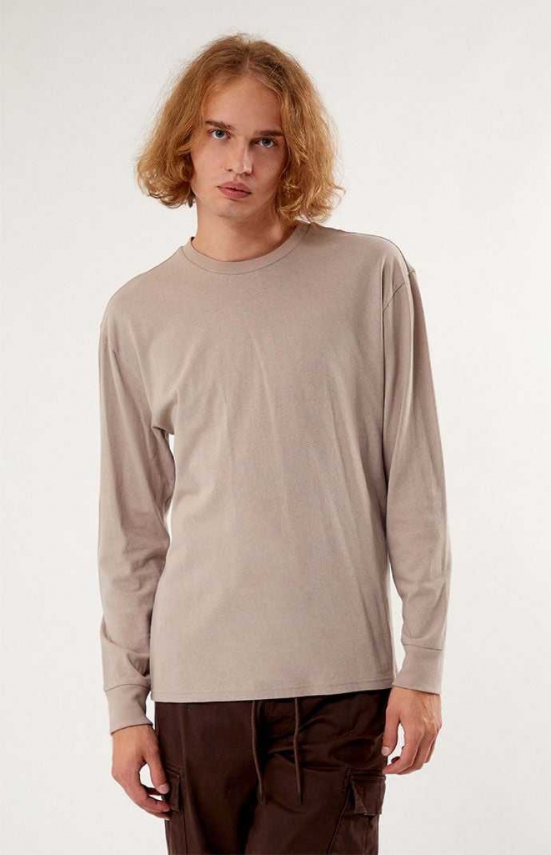 T-shirt PacSun Reece Basic Long Sleeve Homme Grise | 831469GPT