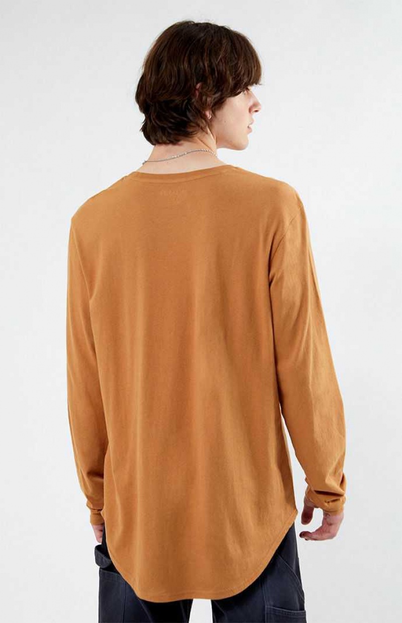 T-shirt PacSun Scallop Long Sleeve Homme Marron | 610897RDY