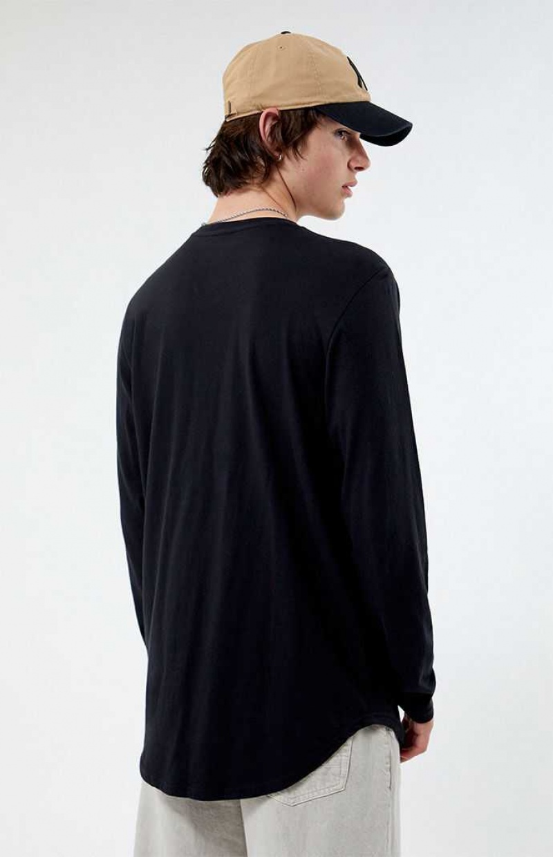 T-shirt PacSun Scallop Long Sleeve Homme Noir | 184935JDZ