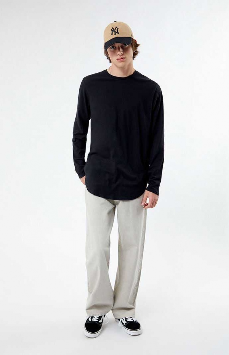 T-shirt PacSun Scallop Long Sleeve Homme Noir | 184935JDZ