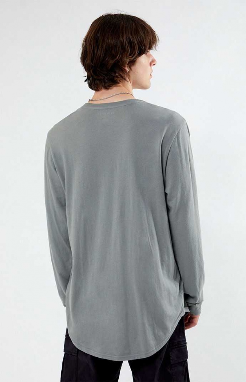 T-shirt PacSun Scallop Long Sleeve Homme Bleu Grise | 295174EWM