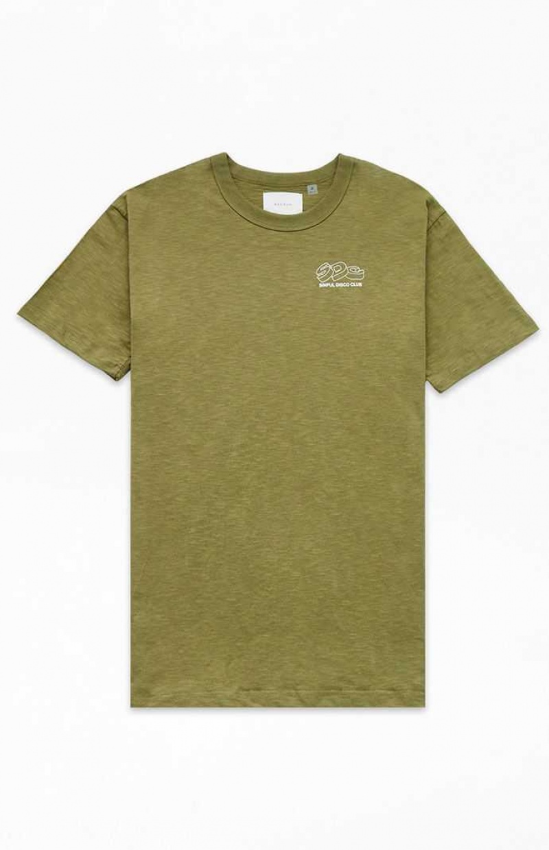 T-shirt PacSun Sinful Disco Slub Homme Vert Olive | 430196UQP