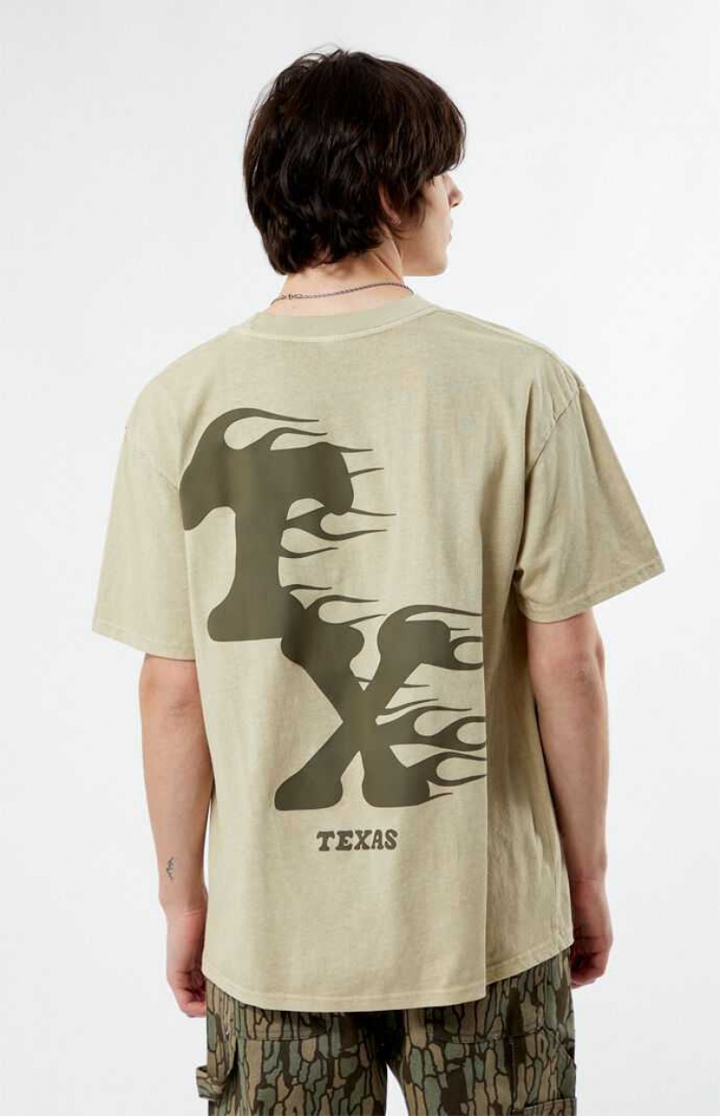 T-shirt PacSun Texas On Fire Homme Marron | 391785OGQ