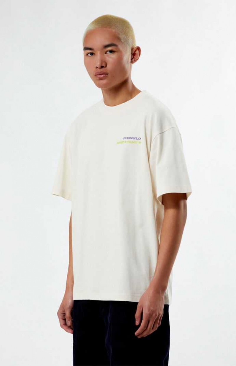 T-shirt PacSun Time & Place Oversized Homme Blanche | 130786XRF