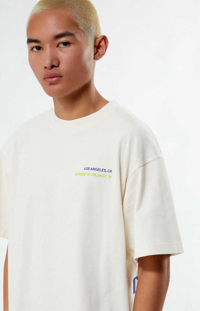 T-shirt PacSun Time & Place Oversized Homme Blanche | 130786XRF