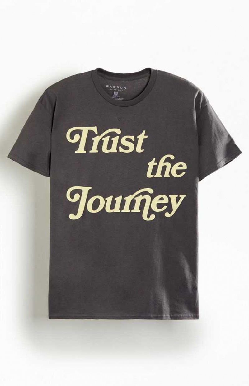 T-shirt PacSun Trust The Journey Homme Grise | 639428MFZ