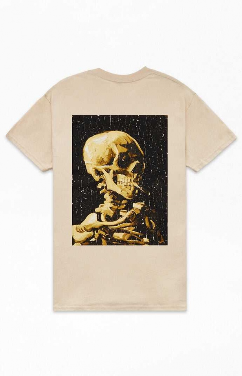 T-shirt PacSun Vincent Van Gogh Skeleton Homme Marron | 594206UHM