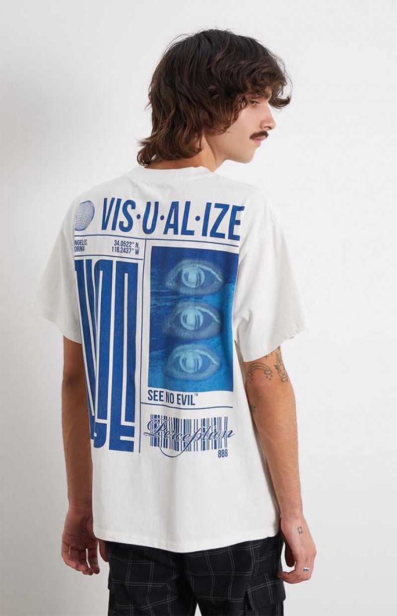 T-shirt PacSun Visualize Oversized Homme Blanche | 945178UJZ