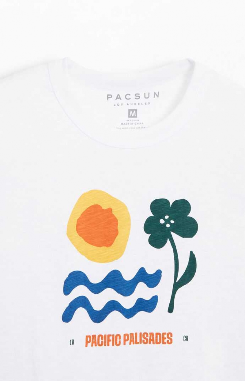 T-shirt PacSun White Pacific Palisades Slub Homme Blanche | 251680ZBE