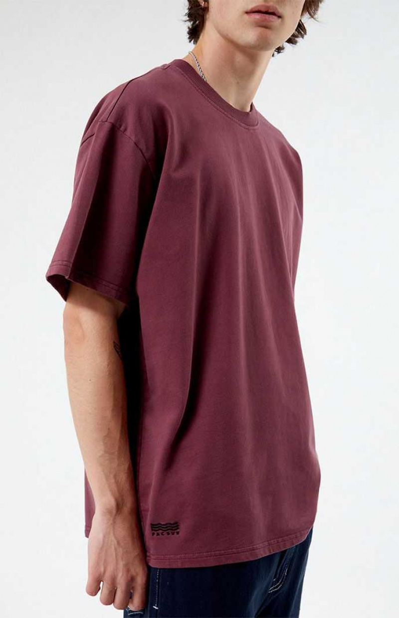 T-shirt PacSun Wine Oversized Terry Homme Bordeaux | 108927CJP