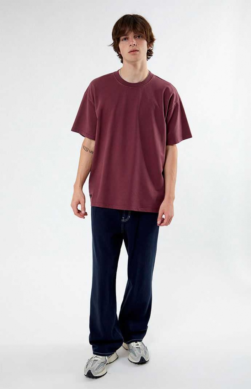 T-shirt PacSun Wine Oversized Terry Homme Bordeaux | 108927CJP