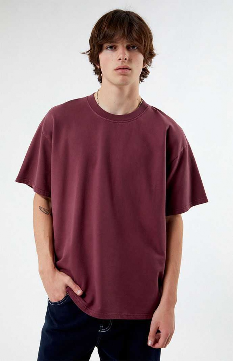 T-shirt PacSun Wine Oversized Terry Homme Bordeaux | 108927CJP