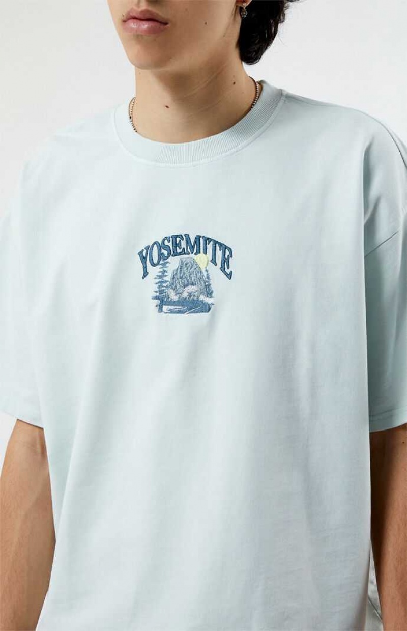 T-shirt PacSun Yosemite Oversized Terry Homme Bleu | 401382ZLX