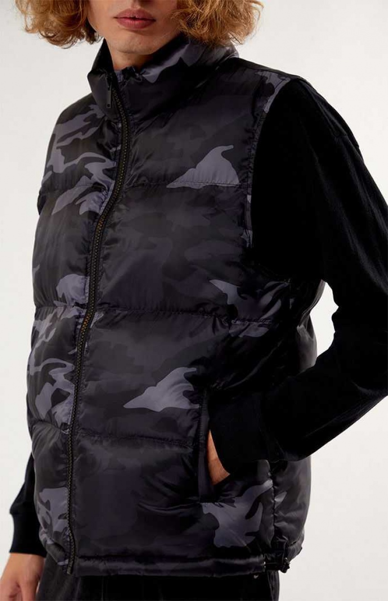 Vestes PacSun Black Camo Puffer Homme Noir Camouflage | 830275KSW