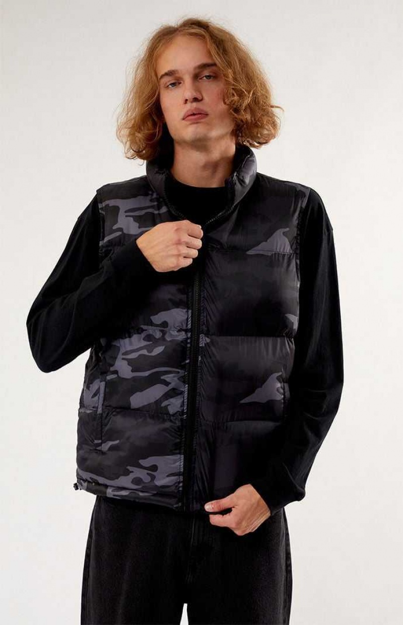 Vestes PacSun Black Camo Puffer Homme Noir Camouflage | 830275KSW