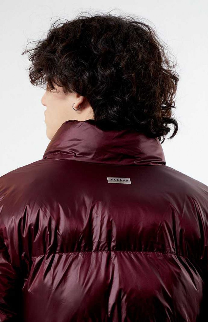 Vestes PacSun Burgundy Puffer Homme Bordeaux | 715480SPG