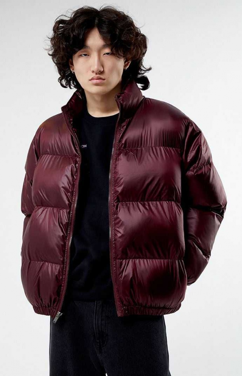 Vestes PacSun Burgundy Puffer Homme Bordeaux | 715480SPG