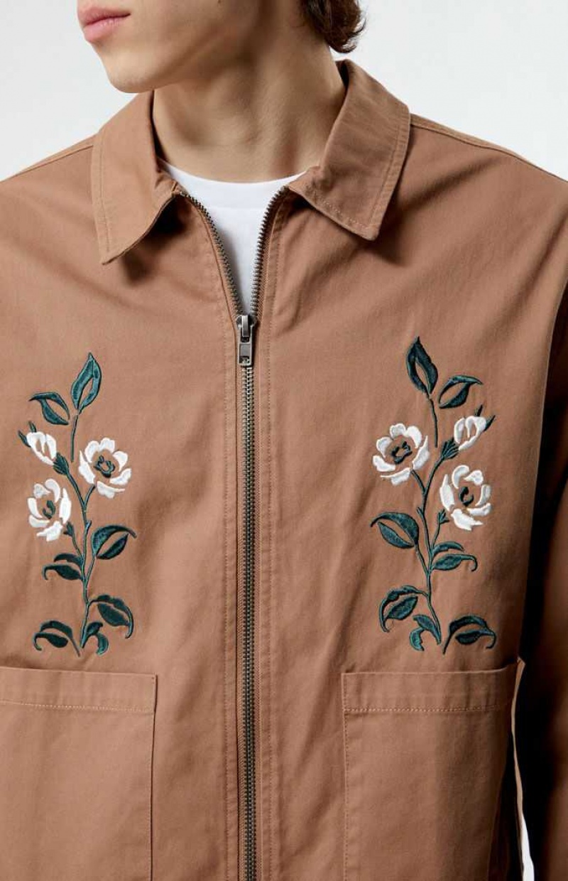 Vestes PacSun Embroidery Homme Marron | 581237XOV