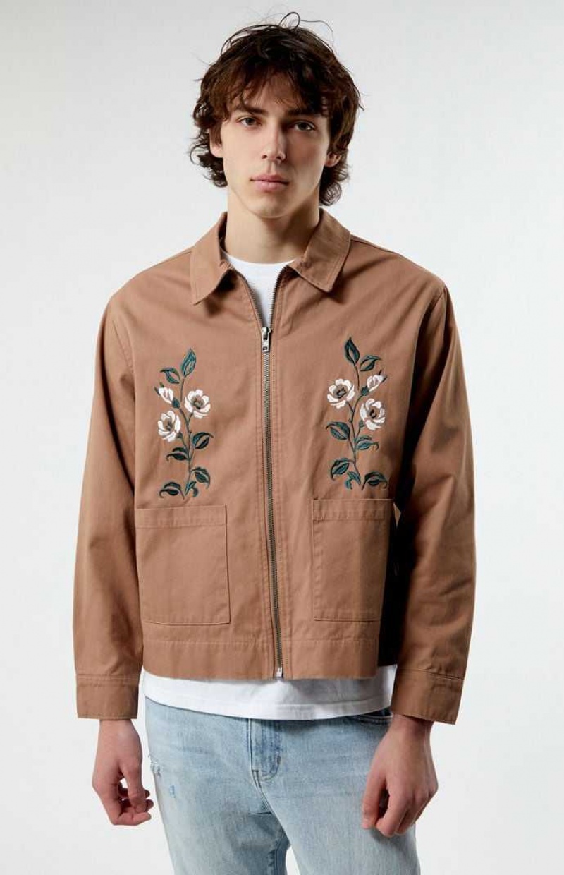 Vestes PacSun Embroidery Homme Marron | 581237XOV