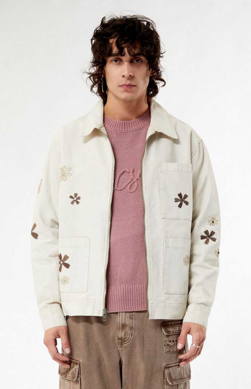 Vestes PacSun Floral Applique Homme Blanche | 837014WJX