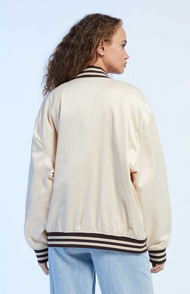 Vestes PacSun Giddy Up Varsity Coach Femme Blanche | 034829RNZ