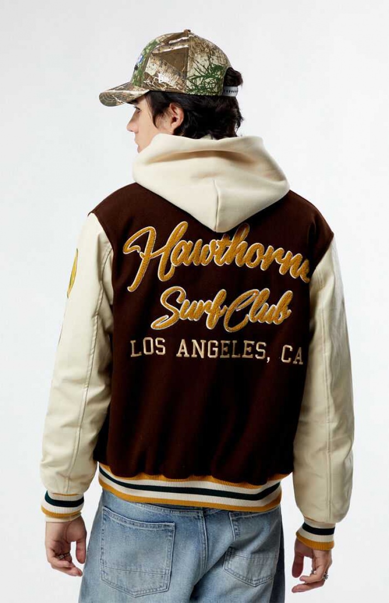 Vestes PacSun Hawthorne Varsity Homme Marron | 273986NIY