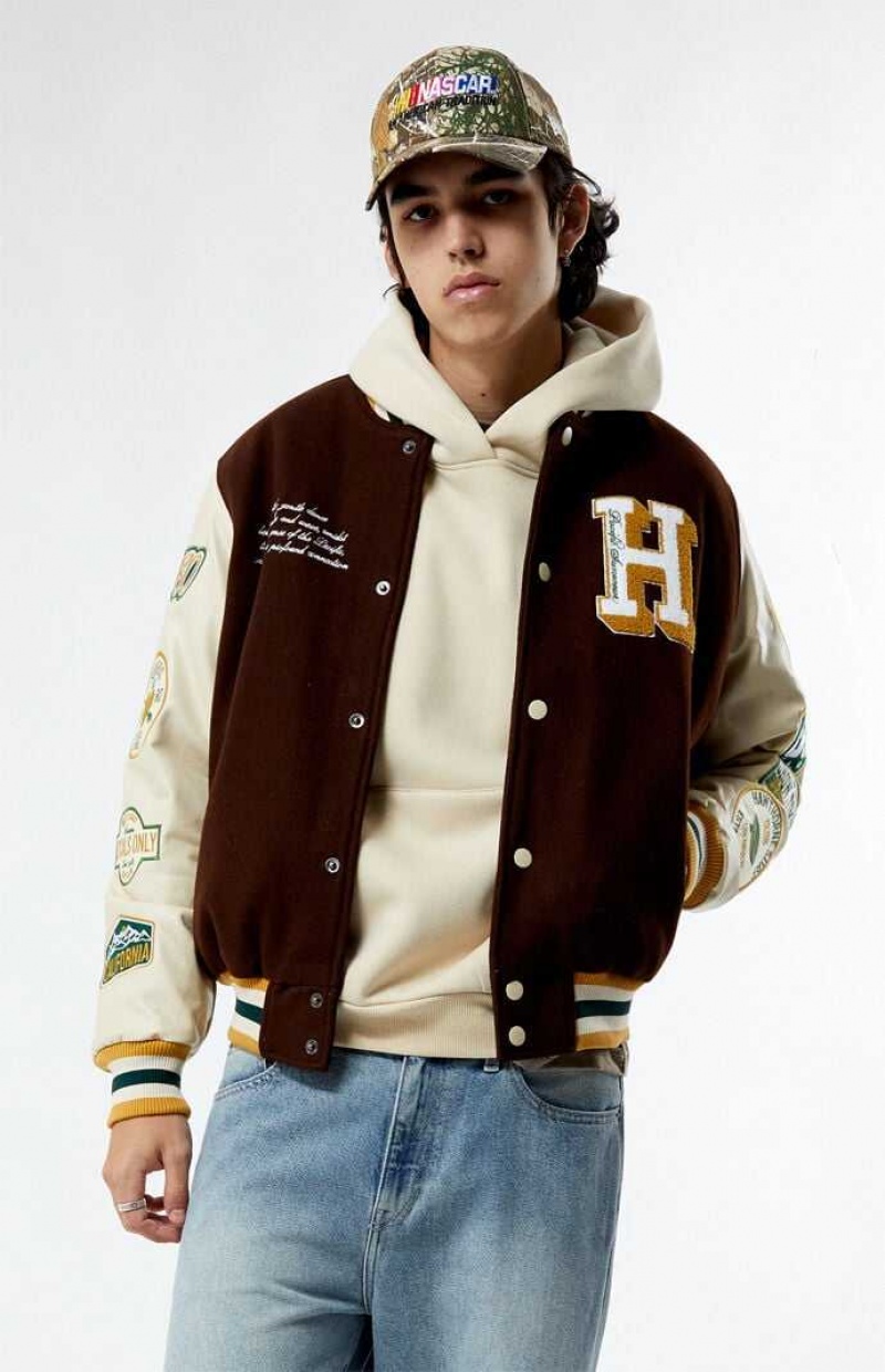 Vestes PacSun Hawthorne Varsity Homme Marron | 273986NIY