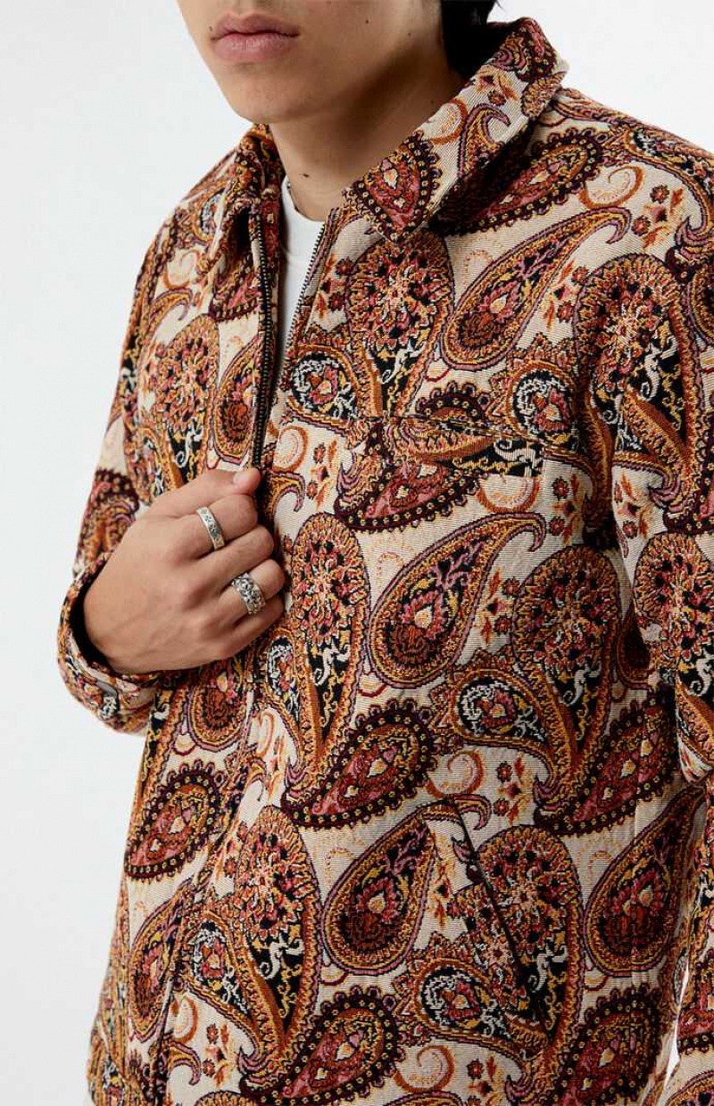 Vestes PacSun Jacquard Paisley Gas Homme Marron | 920471OMY