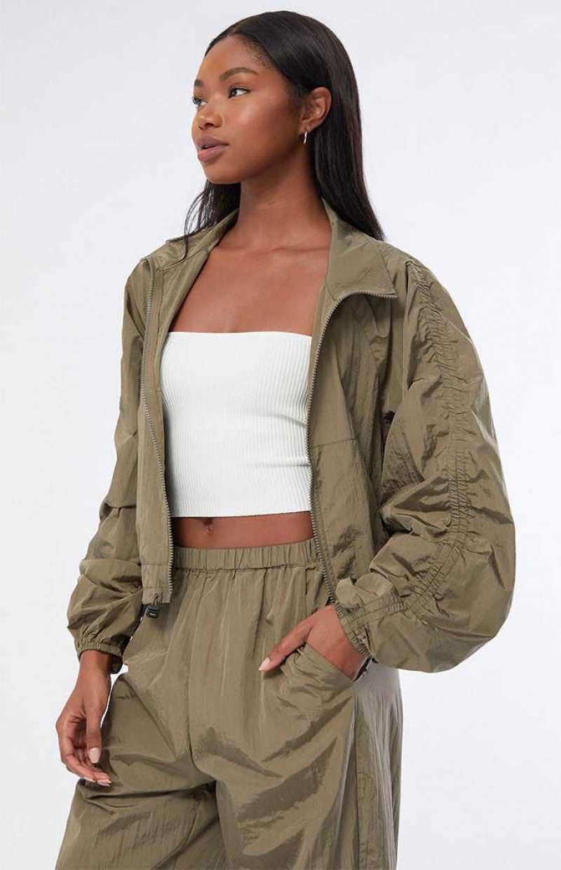 Vestes PacSun Legere Ruched Femme Vert | 910456VUD