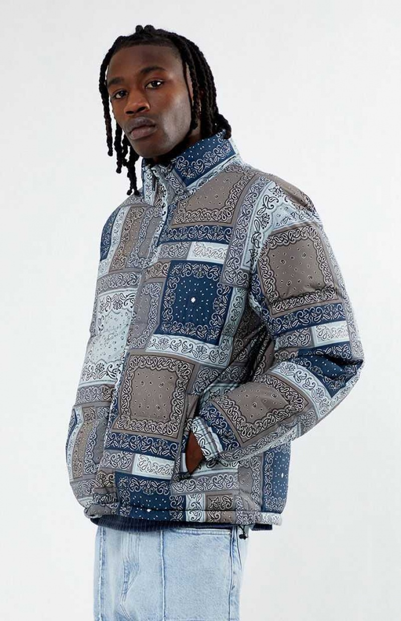 Vestes PacSun Patchwork Paisley Puffer Homme Bleu | 486975BSH