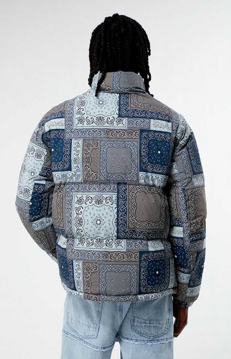 Vestes PacSun Patchwork Paisley Puffer Homme Bleu | 486975BSH