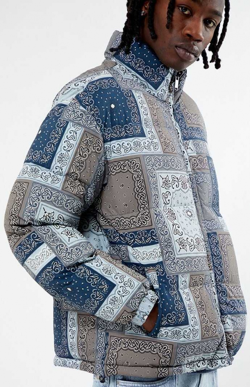 Vestes PacSun Patchwork Paisley Puffer Homme Bleu | 486975BSH