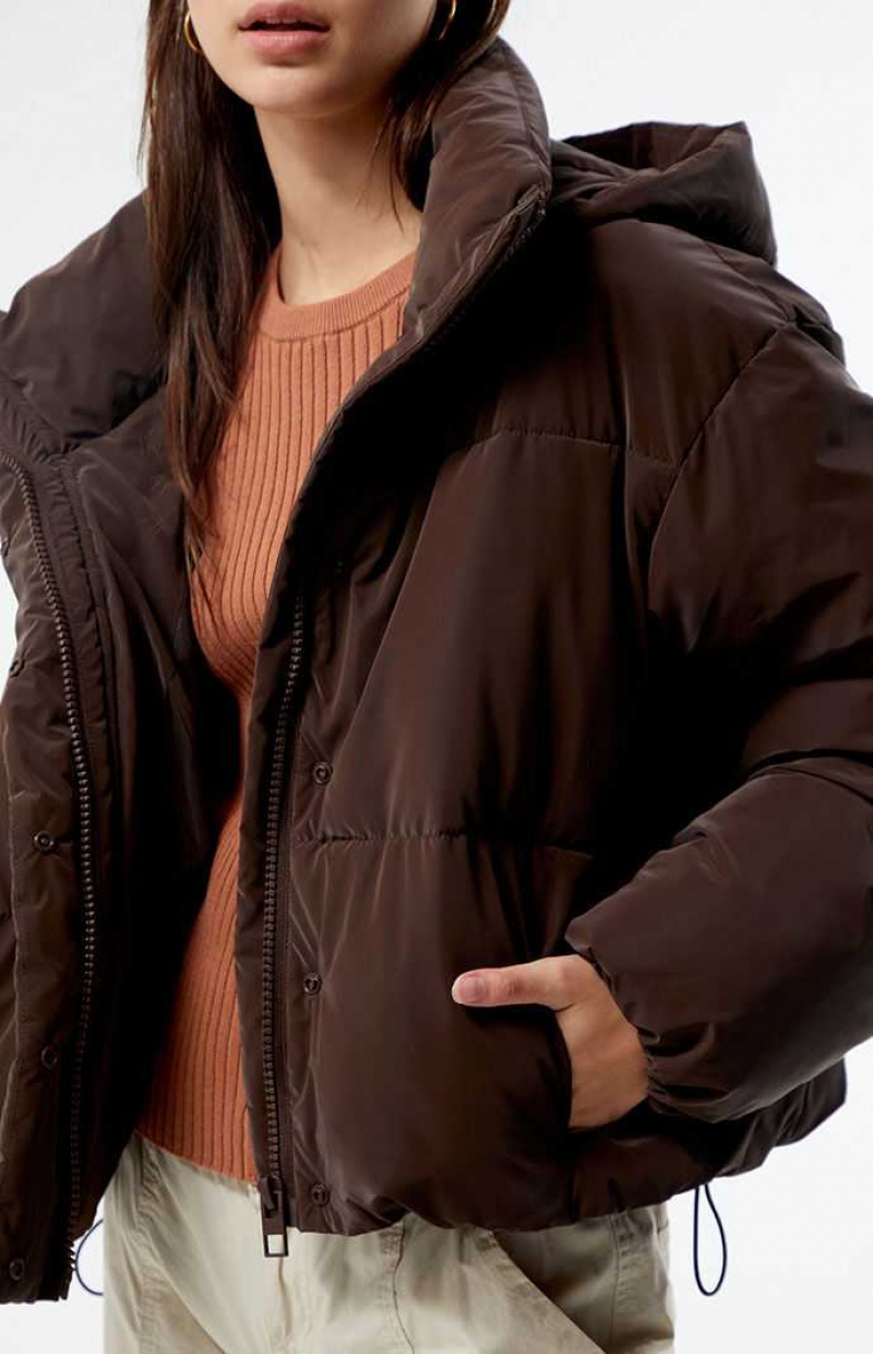 Vestes PacSun Puffer Femme Chocolat | 298340QEZ