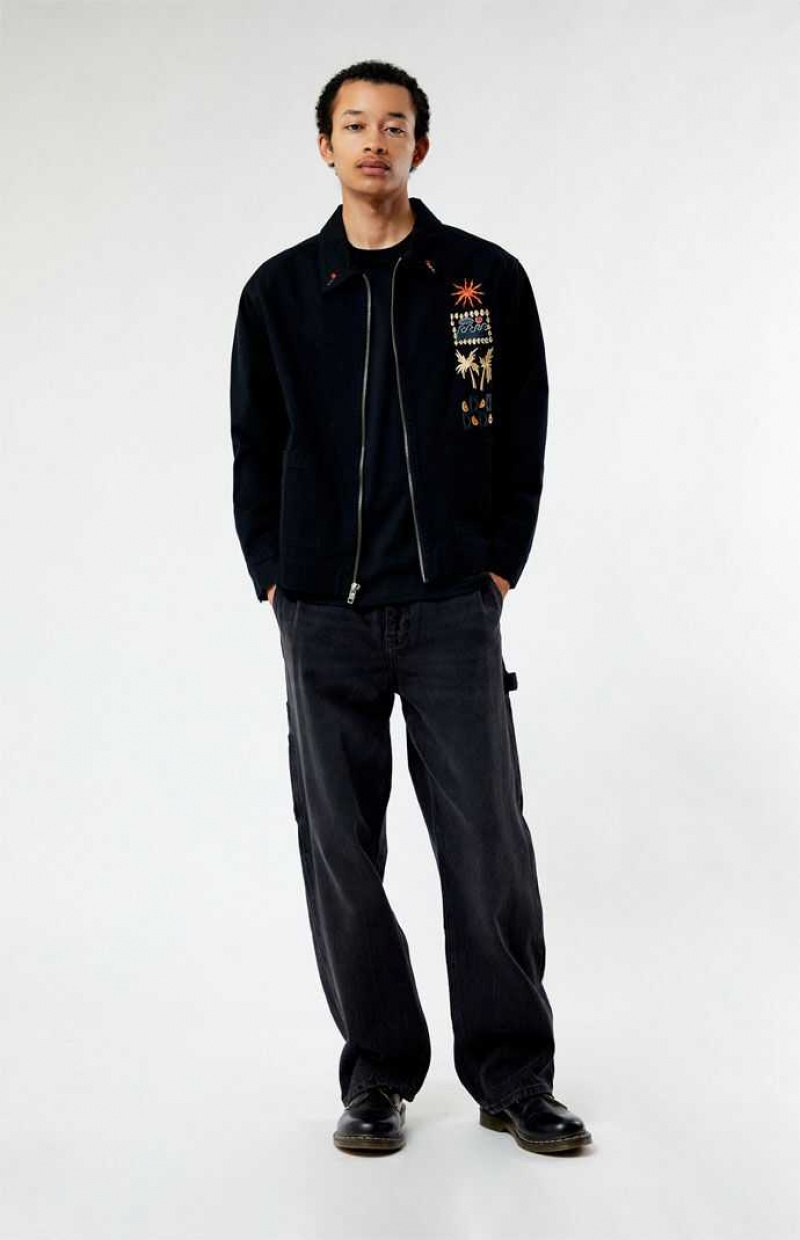 Vestes PacSun Rider Embroidered Homme Noir | 617594QXV