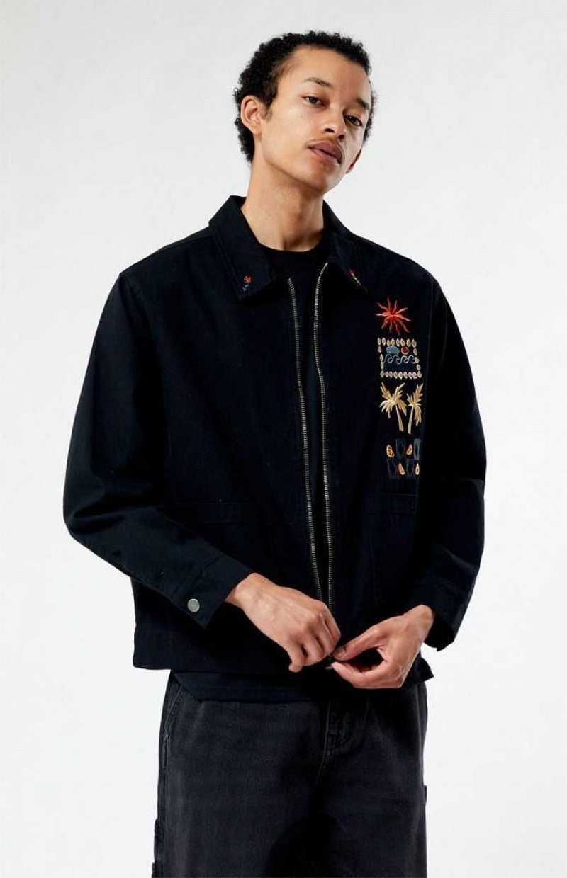 Vestes PacSun Rider Embroidered Homme Noir | 617594QXV