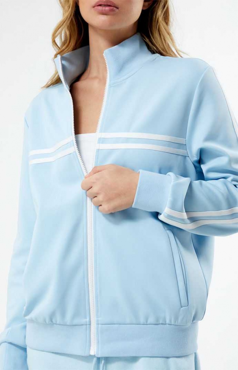 Vestes PacSun Stripe Mock Neck Piste Femme Bleu Clair | 058791JON